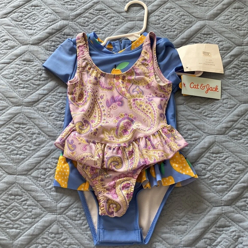 Baby Girl Ruffle Purple One Piece Swim Suit